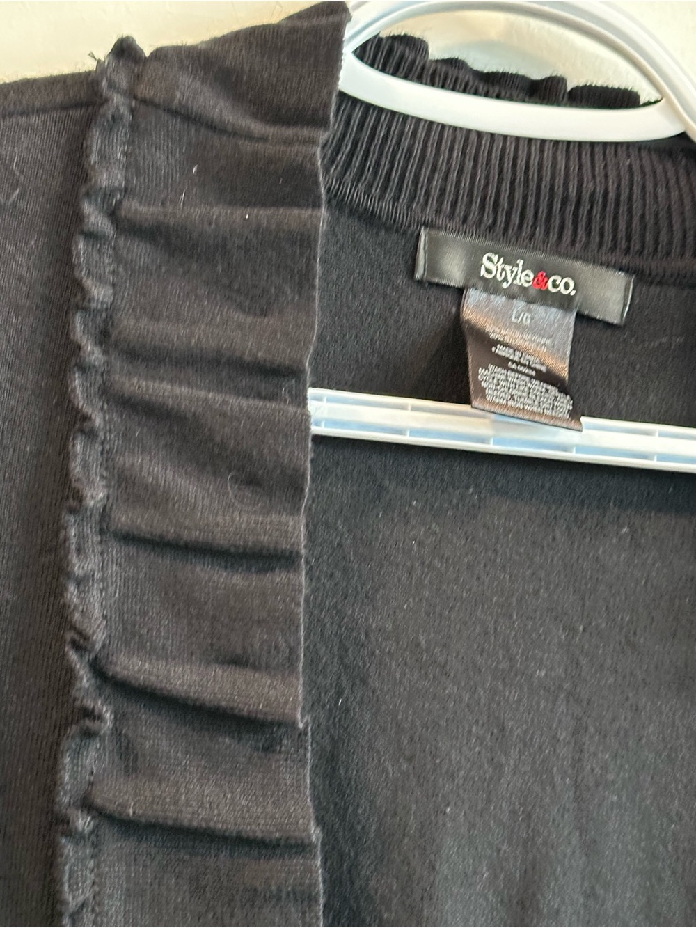 Style & Co. Black Ruffle-Trim Open-Front Cardigan - Picture 2 of 7